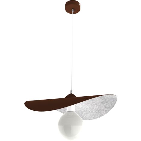 LUMICOM  PIUMA Sospensione, 1X E27, max 42W, metallo, marrone corten/foglia argento, D.40cm