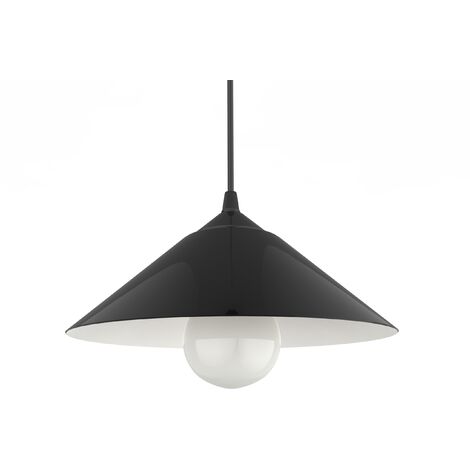 LUMICOM CHAPEAU Sospensione, 1XE27, max 42W, metallo, nero lucido/bianco opaco, D25cm
