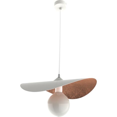 LUMICOM  PIUMA Sospensione, 1X E27, max 42W, metallo, bianco opaco/foglia rame, D.40cm