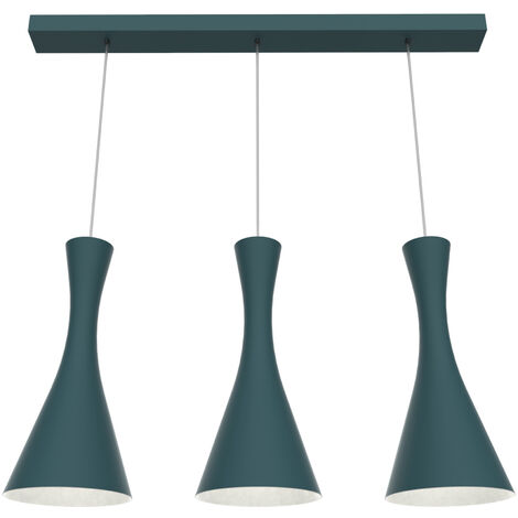 LUMICOM JAQUELINE LINEARE Sospensione, 3x E27, max 42W, metallo, blu mediterraneo/bianco, L.90cm x H.45cm (1/4)