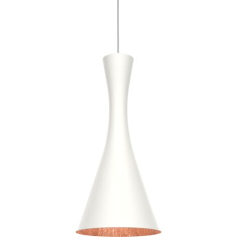 LUMICOM JAQUELINE Sospensione, 1x E27, max 42W, metallo, bianco opaco/foglia rame, D.30cm (1/3)