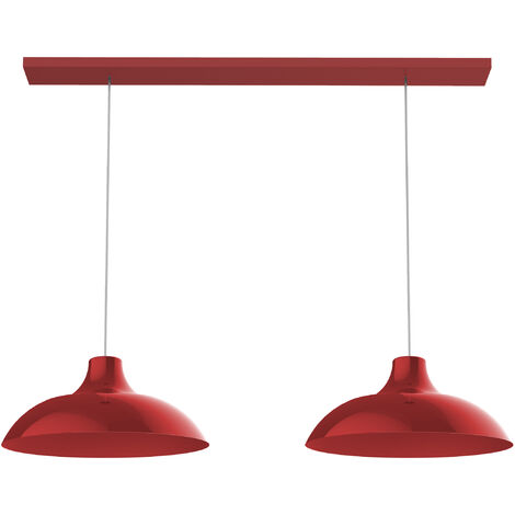 LUMICOM  PARIGINA Sospensione Binario, 2X E27, max 42W, metallo, rosso lucido, D.30cm L.70cm (1/3)