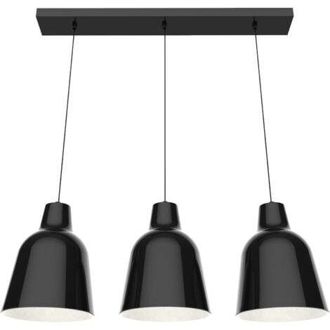 LUMICOM DONG BINARIO Sospensione, 3X E27, max 42W, metallo, nero lucido/bianco, L.70cm