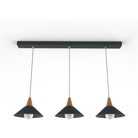 LUMICOM  FUNNEL Sospensione Binario, 3X E27, max 42W, metallo, Antracite, D.25cm L.100cm (1/4)