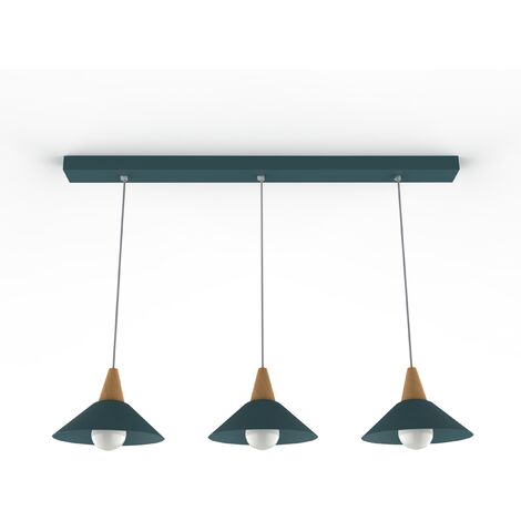 LUMICOM FUNNEL Sospensione Binario, 3X E27, max 42W, metallo, Blu, D.25cm L.100cm (1/4)