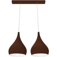 LUMICOM CALICE LINEARE Sospensione, 2x E27, max 42W, metallo, corten/bianco, Ø 25cm