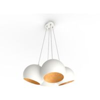 LUMICOM JOE Sospensione, 4X E27, max 42W, metallo, bianco/foglia oro, D.25cm