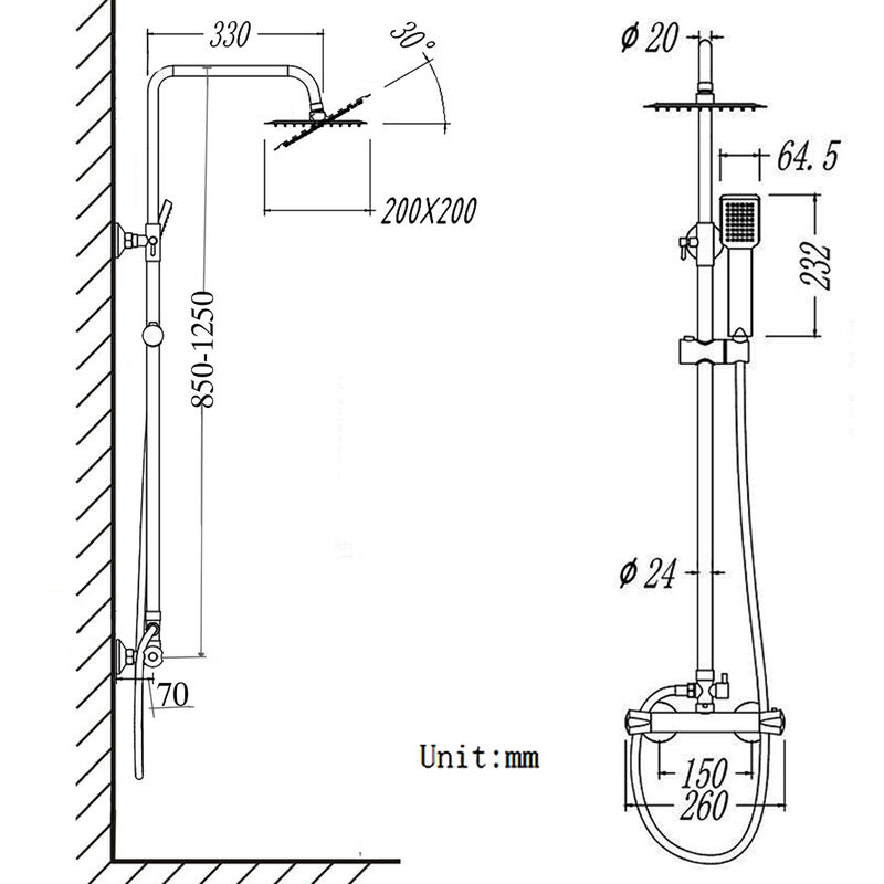 Colonne de Douche Thermostatique Réglable en Hauteur Colonne de Douche  Mecanique Kit Set de Douche en Laiton Chromé Solide [TZBS_LYT-08A] - AICA -  Grand choix au petit prix - Paroi de douche,choulissants,Porte