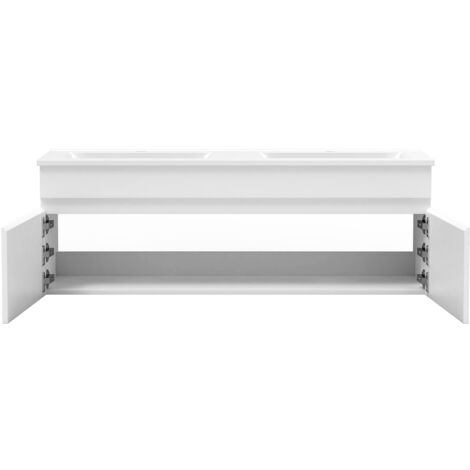Ensemble meuble + vasque + miroir lumineux + colonne 120cm Acezanble meuble Salle de Bain Blanc (1/4)