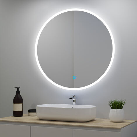 Miroir lumineux rond 60cm avec 3 Couleurs + Dimmable + Anti-buée, Mural Miroir salle de bain (1/5)