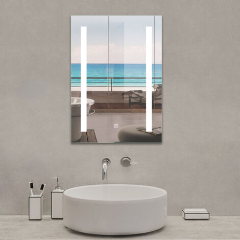 Acezanble Miroir Lumineux de Salle de Bain Rond 80cm avec Éclairage, Miroir Mural LED Anti-Buée, Miroir de Salle de Bain Réglable avec Éclairage