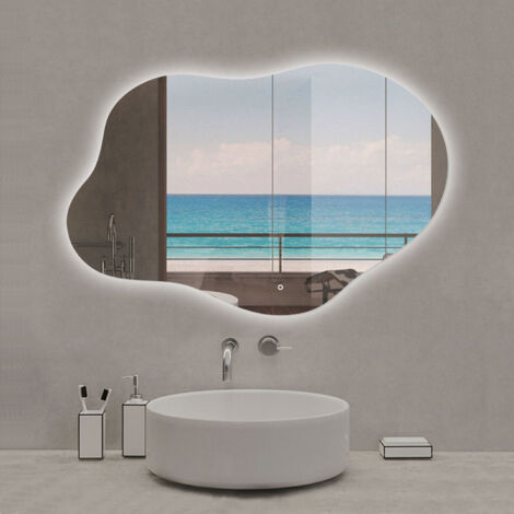 Acezanble – Miroir salle de bain asymétrique 100 x 66 cm – Éclairage LED réglable 3 couleurs – Anti-buée – Fonction mémoire – Installation facile (1/5)