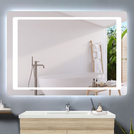 Miroir lumineux l.100 x H.70cm avec Anti-buée, Mural Miroir salle de bain -  Ocean