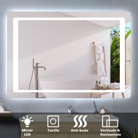 Grand Miroir de Douche Long avec Lumières Tactiles LED, Smart HOMirror,  Anti-Buée, Mural, Décoration de