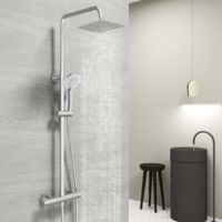 Acezanble Colonne de douche thermostatique en acier inoxydable, chromée, avec kit douchette, douche de tête carrée, hauteur réglable 735-1170mm