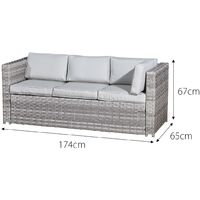 Acorn Rattan 6 Seat Corner Sofa Set in Dove Grey with Light Grey Cushions