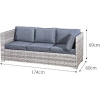 Acorn Rattan 6 Seat Corner Sofa Set in Dove Grey