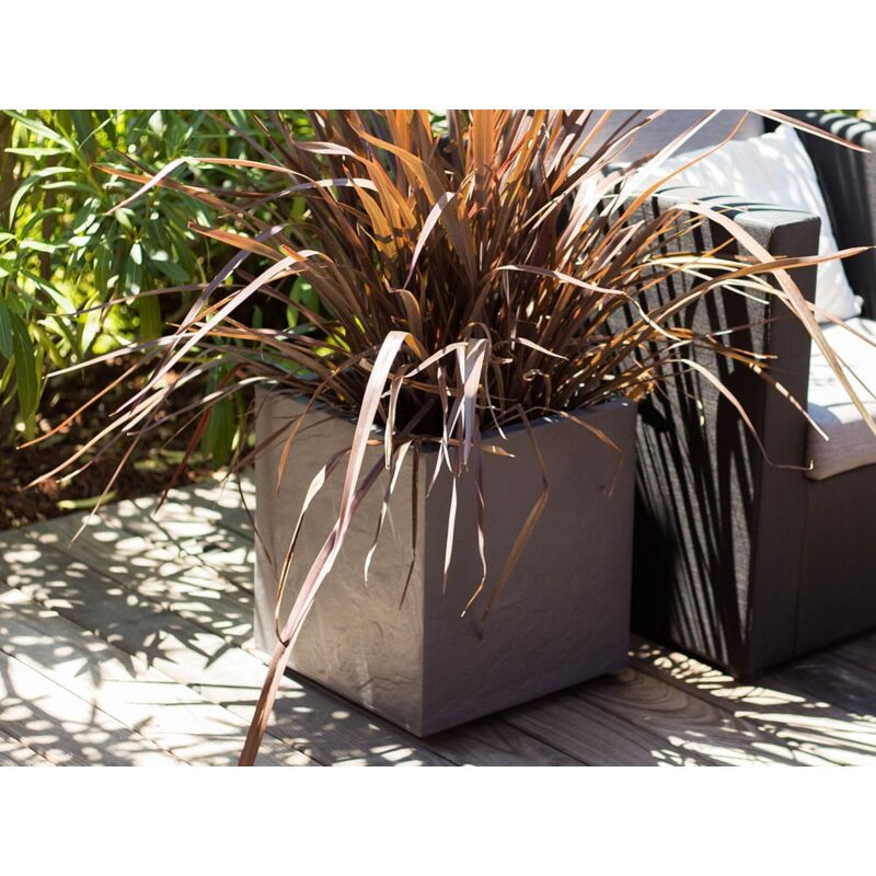 EDA Plastiques Jardinière VOLCANIA "décor pierre" gris anthracite 99,5 x 39 