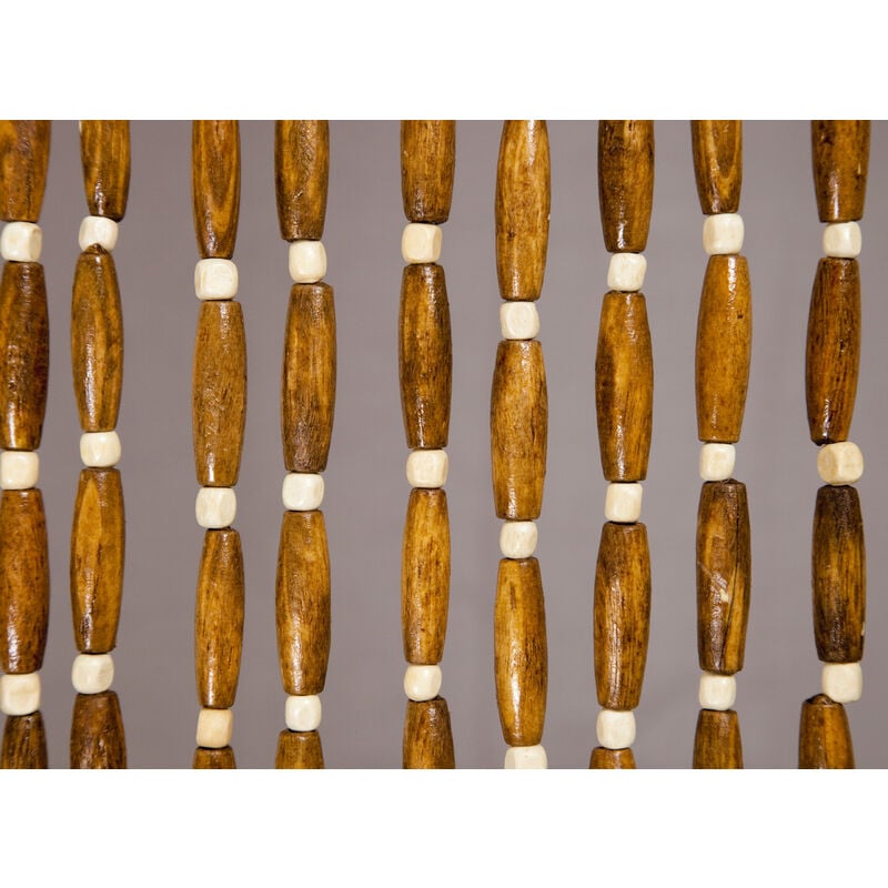 Rideau de perles olives en bois vernies Castellane brun/beige 90 x 220 cm