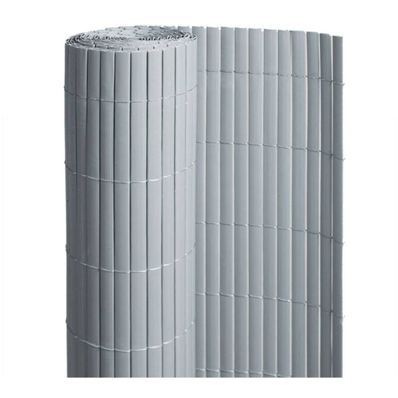 Canisse double face PVC - 1500 g/m², set de fixation, gris - 1,5x3m