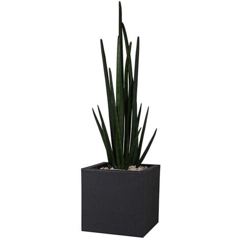 Jardinière carrée Volcania Up effet pierre 21 L Anthractite - Eda