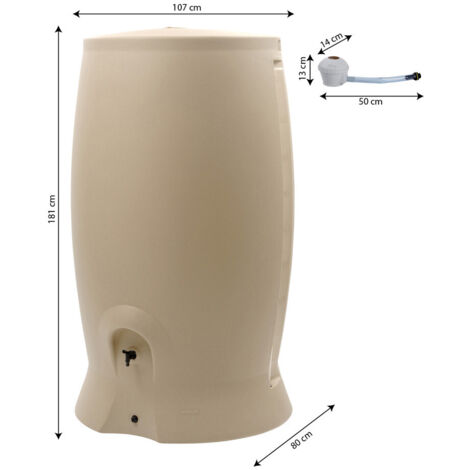 EDA – Récupérateur d'eau de pluie 1000 L polyéthylène traité anti-UV – Fixation murale avec kit collecteur – Dimensions 107 x 80 x 181 cm (1/5)