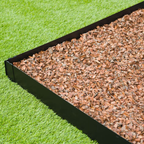 Lot de 3 bordures de jardin en acier galvanisé noir – Dimensions 91,4 x H10,2 cm – 4 ancres incluses – Raccordables à l'infini – Nature