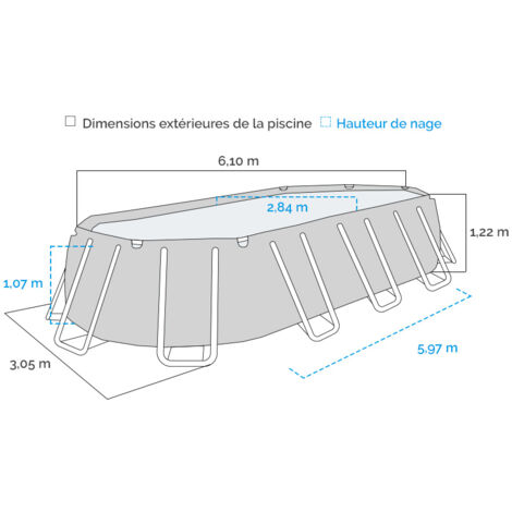 Piscine tubulaire INTEX Prism Frame - Ovale - 610x305x122cm
