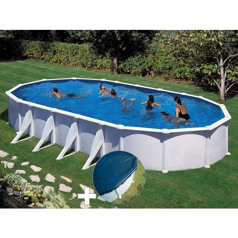 Kit piscine acier blanc Gré Atlantis ovale 9,20 x 5,05 x 1,32 m + Bâche hiver (1/5)