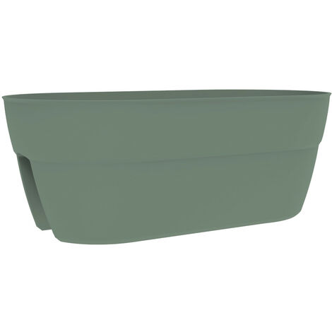 EDA – Jardinière cavalière Osaka 56 x 30 x 20,6 cm – Vert laurier – Polypropylène résistant UV – Système de fixation breveté