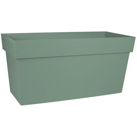 EDA – Jardinière muret toscane 79 x 36 x 39 cm – Vert laurier – Réserve d'eau avec goulotte d'arrosage – Fabrication française