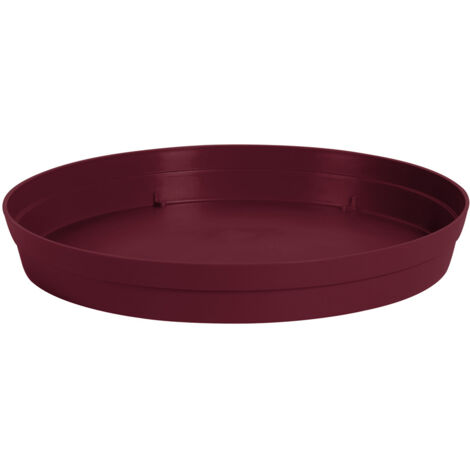 EDA – Soucoupe ronde 28 cm pour pot 40 cm – Rouge bourgogne en polypropylène – Usage intérieur et extérieur – Collection Toscane