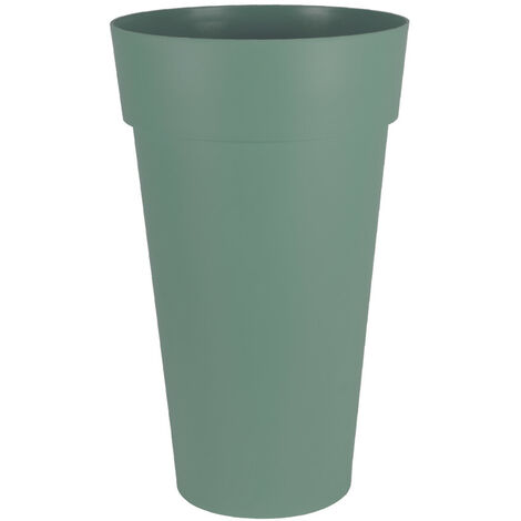 EDA – Pot de fleur rond Toscane Ø 48 cm H.80 cm – Vert Laurier – Polypropylène – Zone de rétention d'eau – Résistant aux chocs