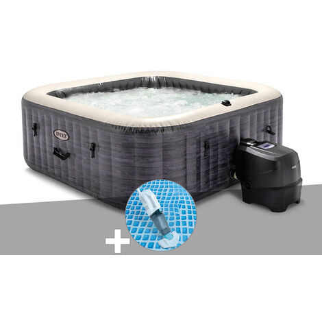 Intex – Spa gonflable carré 6 places – 170 diffuseurs à bulles – Structure Fiber Tech – Application wifi pour contrôle à distance – 1098L
