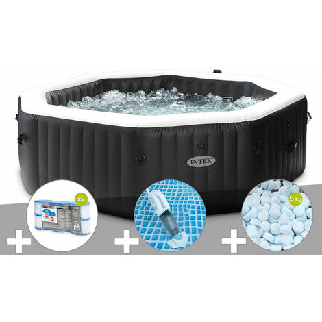 Intex – Spa gonflable octogonal 6 places – 140 diffuseurs à bulles et 6 jets massants – Contenance 1098L – Dimensions 218 x 71 cm