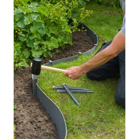 Bordure de jardin polyéthylène recyclé Gris - H 15 cm x 10 m