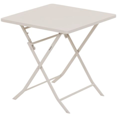 Hesperide – Table de jardin pliante carrée 70x70cm pour 2 personnes – Acier époxy traité – Couleur argile – Facile à ranger et manipuler