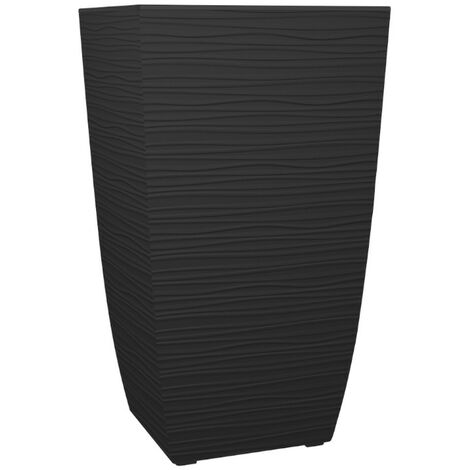 EDA – Pot de fleurs carré 43,5 x 43,5 x 78,2 cm en polypropylène noir – Bac amovible pour entretien facile – Réserve d'eau intégrée (1/7)