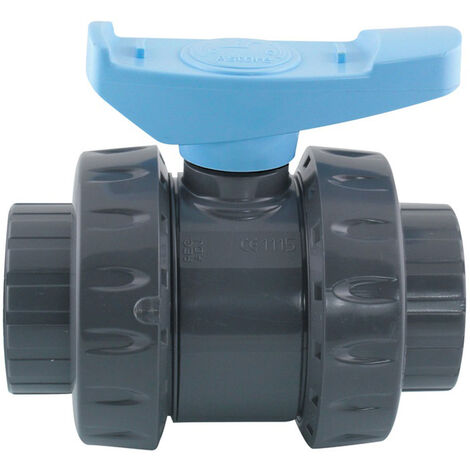 Vanne double union poignée bleue PVC pression Astore Ø 63 mm - Fitt