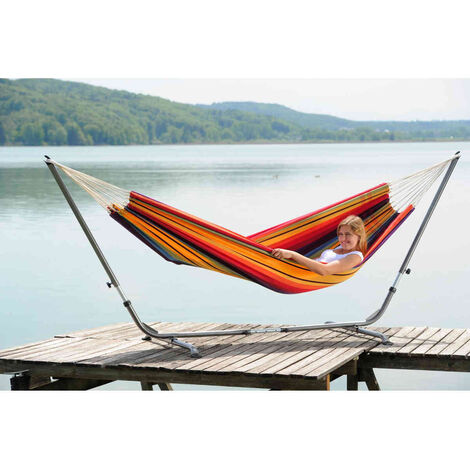 Hamac double en coton recyclé 230 x 150 cm – Charge maximale 200 kg – Tissu extra-épais 400 g/m² – Sac de rangement inclus – Amazonas