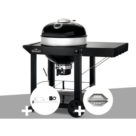 Barbecue à charbon Kettle Pro 57 cm sur chariot + Rôtissoire + Lot de 2 paniers à charbon - Napoleon (1/3)