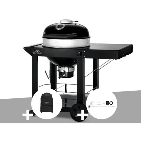 Barbecue à charbon Kettle Pro 57 cm sur chariot + Housse de protection + Rôtissoire - Napoleon (1/3)