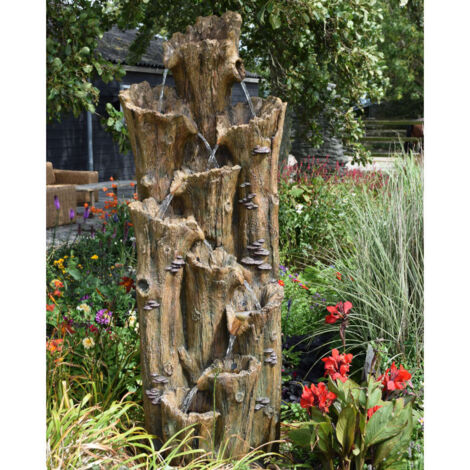 Ubbink – Fontaine de jardin en polyrésine avec éclairage LED – H200xL74xP70cm – Débit 2300 L/h – Ambiance zen avec cascades (1/4)
