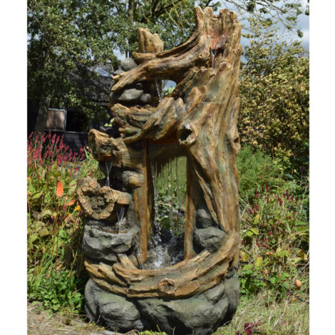 Ubbink – Fontaine de jardin Kalloni en polyrésine avec éclairage LED 92 lumens – Hauteur 207 cm – Débit 6100 L/H – Cascade lumineuse (1/4)