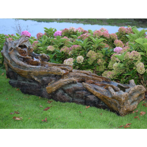 Ubbink – Fontaine de jardin allongée souche d'arbre avec chute d'eau LED – Dimensions 199x52x70 cm – Débit 1600 L/H – Polyrésine résistante (1/4)