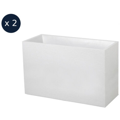 Lot de 2 Jardinières Muret Graphit 99,5 x 39,5 x 60 cm - 116 L - Blanc cérusé - Eda (1/2)
