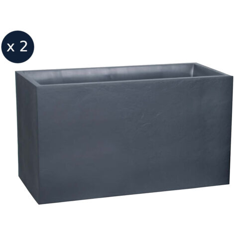 EDA – Lot de 2 jardinières muret Volcania effet pierre 99,5 x 39,5 x 60 cm – 116 L – Polypropylène anti-UV – Usage intérieur et extérieur