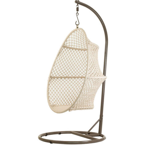 Fauteuil œuf suspendu en macramé coton - Jardiline (1/4)