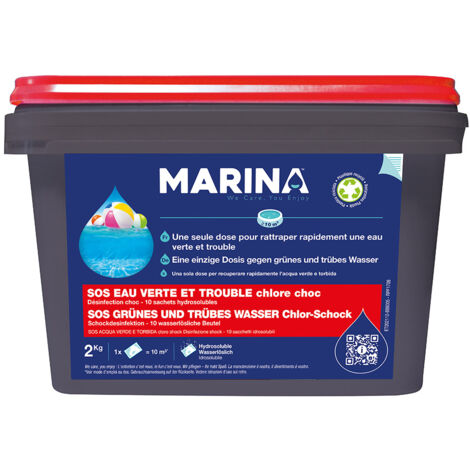 Chlore choc sachets hydrosolubles SOS eau verte et trouble 2 kg - Marina (1/2)
