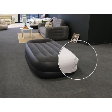 Pack matelas gonflable Pillow Rest Raised 1 place Intex + Drap housse (1/5)